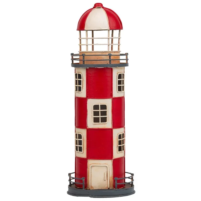 Faro hucha de metal rojo 12x12x31