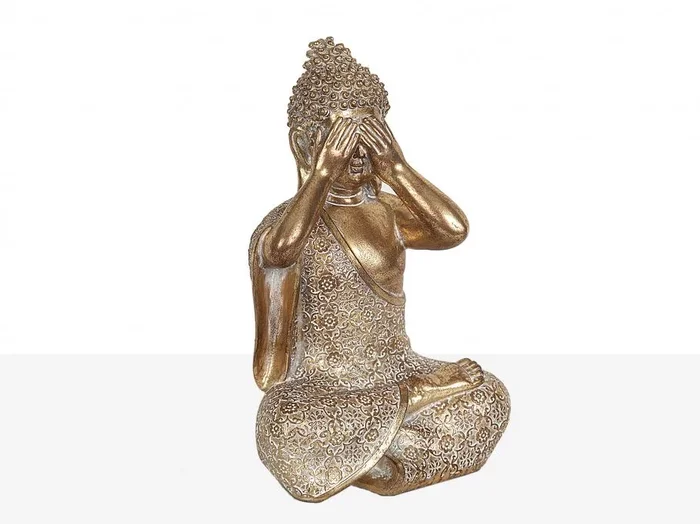 Figura Buda Sentidos Resina Dorado