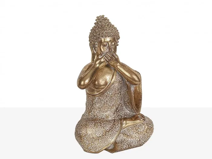 Figura Buda Sentidos Resina Dorado