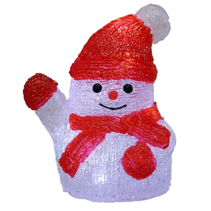 Figura navideña acrílica muñeco de nieve pequeño LED