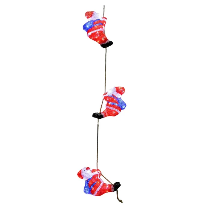 Figura navideña acrílica tres Papá Noel LED