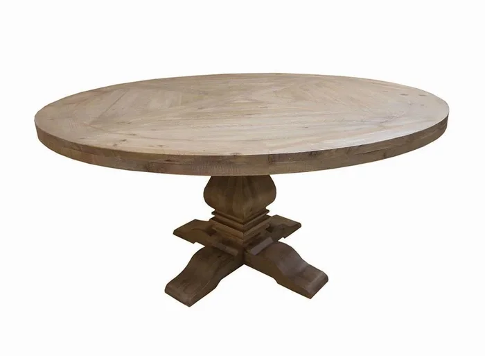 Florence Rustic Smoke Round Pedestal Dining Table