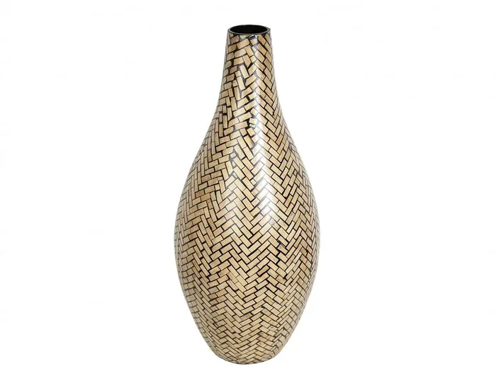 Florero Bambu Con Inscrustacion