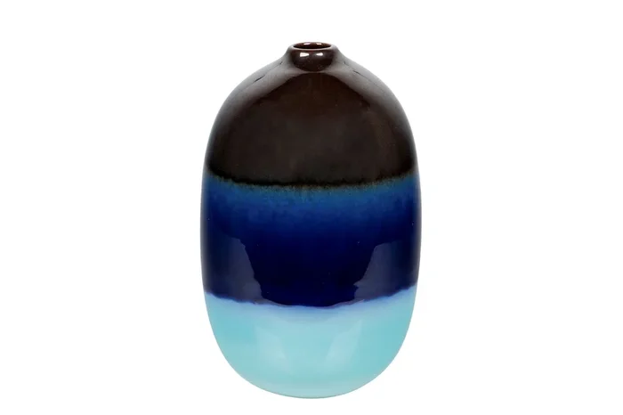 Florero Ceramica Azul Dorado 16,5×16,5×27 Cm