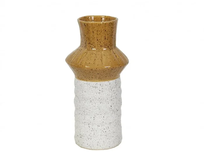 Florero Ceramica Mostaza/blanco