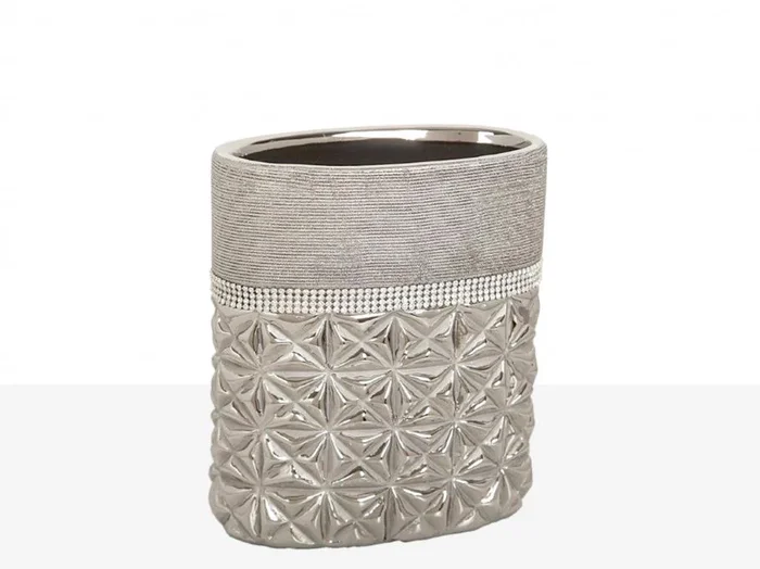 Florero Ceramica Oval Plata