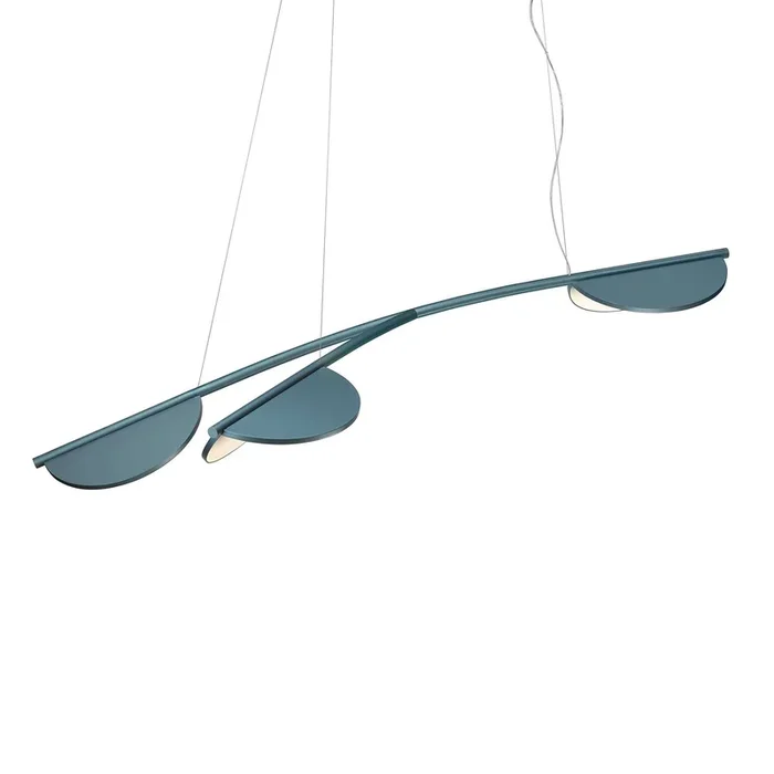 FLOS Almendra Organic lámpara colgante 3 luces corta azul
