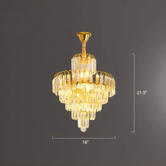 Forma de Cono Luz de Araña Contemporánea Iluminación Colgante de Cristal Transparente para Salón – 220 A 240 V Transparente 40,64 cm