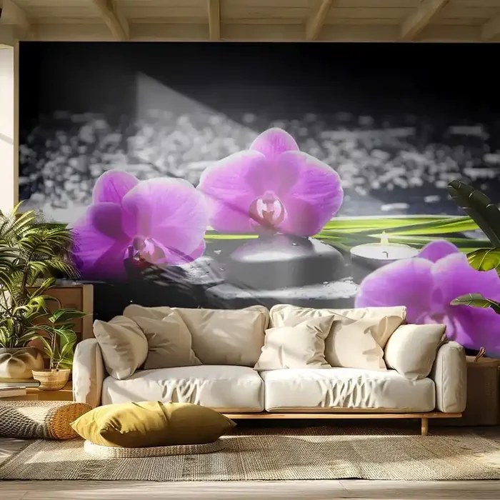 Fotomural Autadhesivo Deluxe Sticker – Ahogarse en la paz y la tranquilidad – flores, Orquídea, Orquídea – 300×210 cm