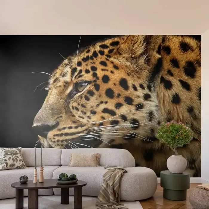 Fotomural Autadhesivo Deluxe Sticker – Tranquilo, concentrado, preparado – animales, leopardo, África – 350×256 cm