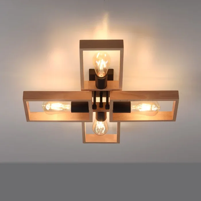 Frame plafón de madera, 4 luces
