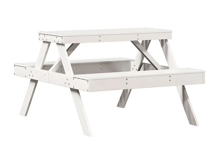 Frekja Mesa de pícnic madera maciza de pino blanco 105x134x75 cm
