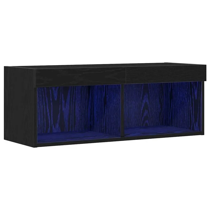 Gabinete de TV Roble Negro 80 x 30 x 30 cm Madera contrachapada