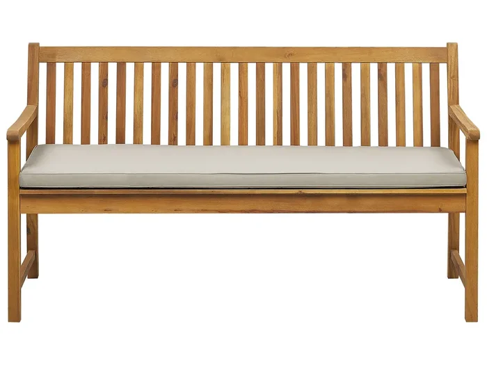 Garden Bench with Cushion VIVARA 160 cm Certified Acacia Wood Beige