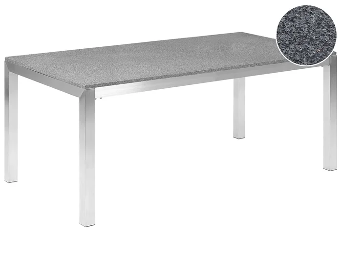 Garden Dining Table GROSSETO 180 cm 90 cm Polished Granite Grey