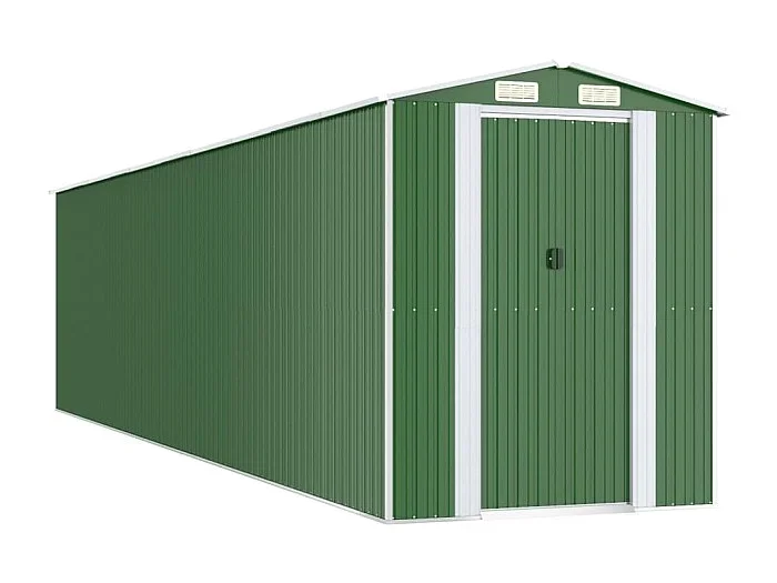 Garden Furniture – Cobertizo de jardín acero galvanizado verde 192x855x223 cm