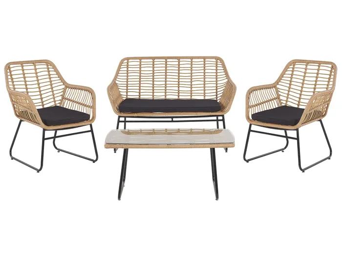Garden Lounge Set with Table 4 Seater MINORI PE Rattan Beige