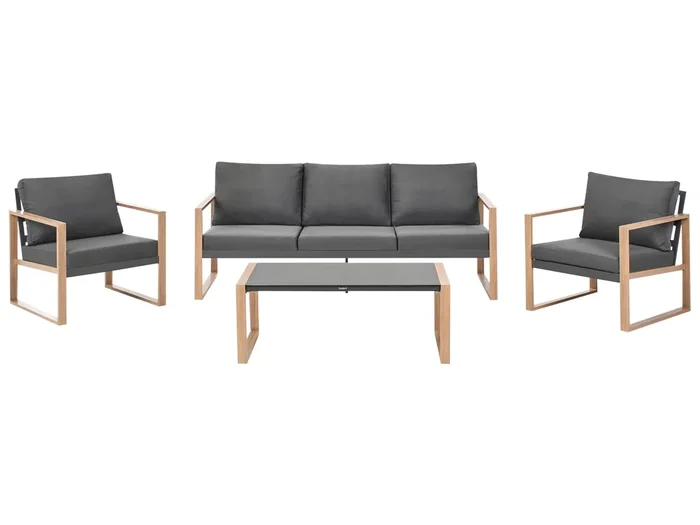 Garden Lounge Set with Table 5 Seater GELSO Metal Dark Grey