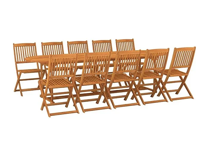 Gideon Set comedor de jardín 11piezas madera maciza acacia 280x90x75cm