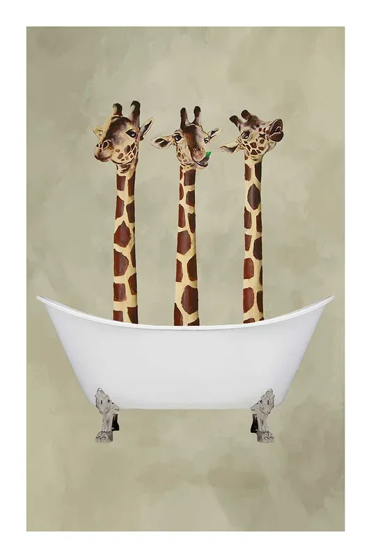 GIRAFFES IN BATHETUB 60×40 – Drimdeco