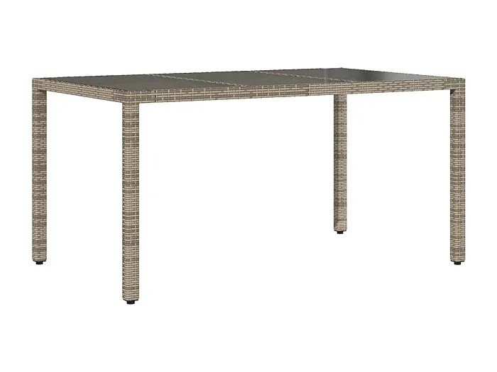 Giuseppe Luigi Mesa de jardín superficie de vidrio ratán PE gris 150x90x75 cm