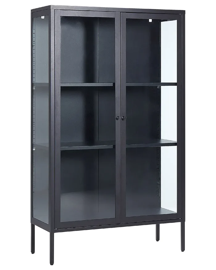 Glass Display Cabinet NASH Metal 90 cm Black