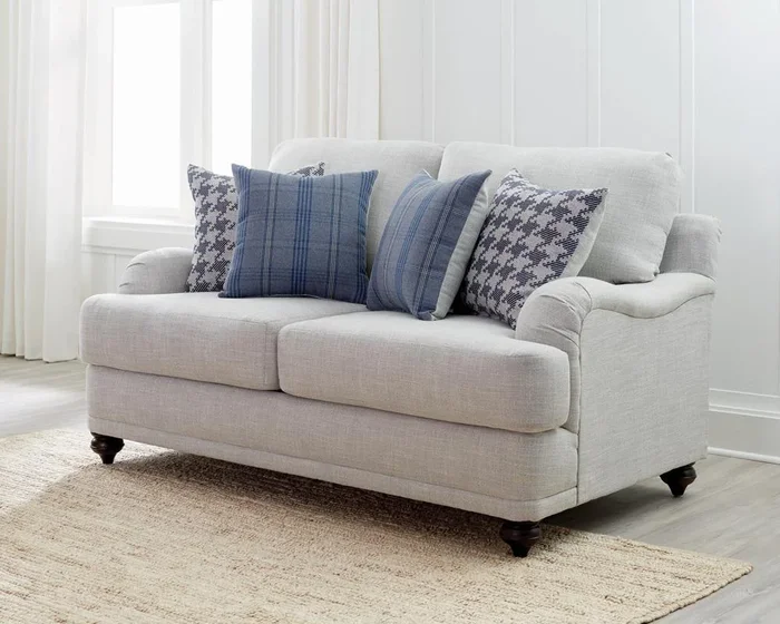 Glenn Light Gray Recessed Arms Loveseat