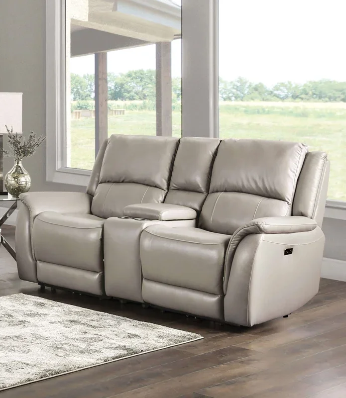 Gorgius Light Gray Power Loveseat