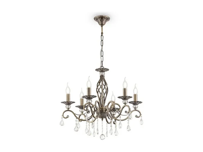 Grace Araña Latón y Cristal, 6 Luces, E14