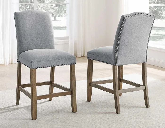 Grayson Gray 24″ Counter Stool, Upholstered with Nailhead