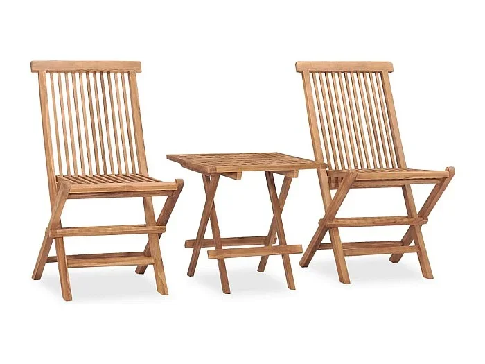 Grimlaug Set comedor de jardín plegable 3 piezas madera de teca cojines