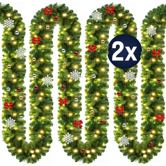 Guirnalda de Navidad 5m set de 2 decorado interior/exterior