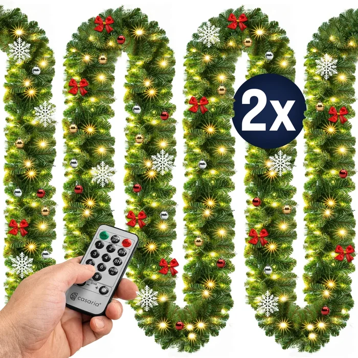 Guirnalda Navidad 2xSet 5m 80 LEDs control remoto decorada