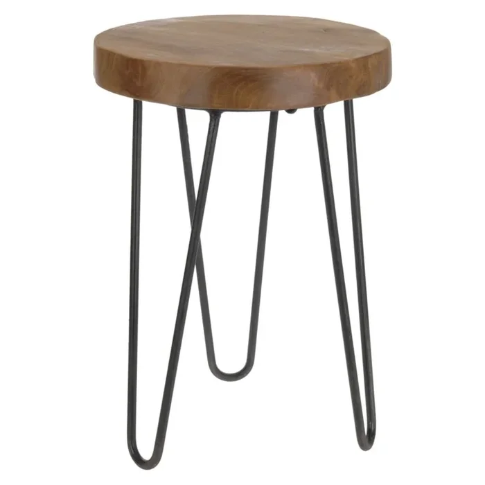 H&S Collection Taburete decorativo con patas de metal 30×42 cm