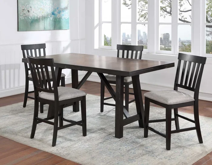Halle Ebony/Oatmeal Counter Height Dining Set