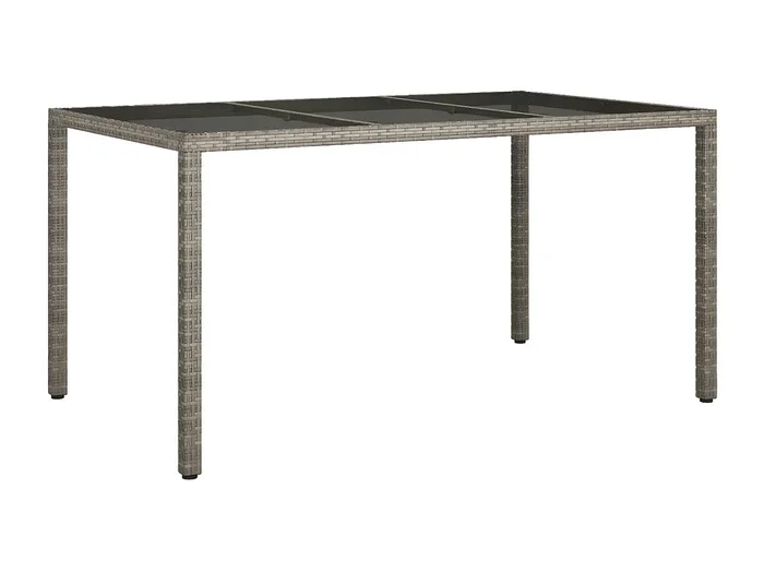 Harko Mesa jardín vidrio templado ratán sintético 150x90x75 cm gris