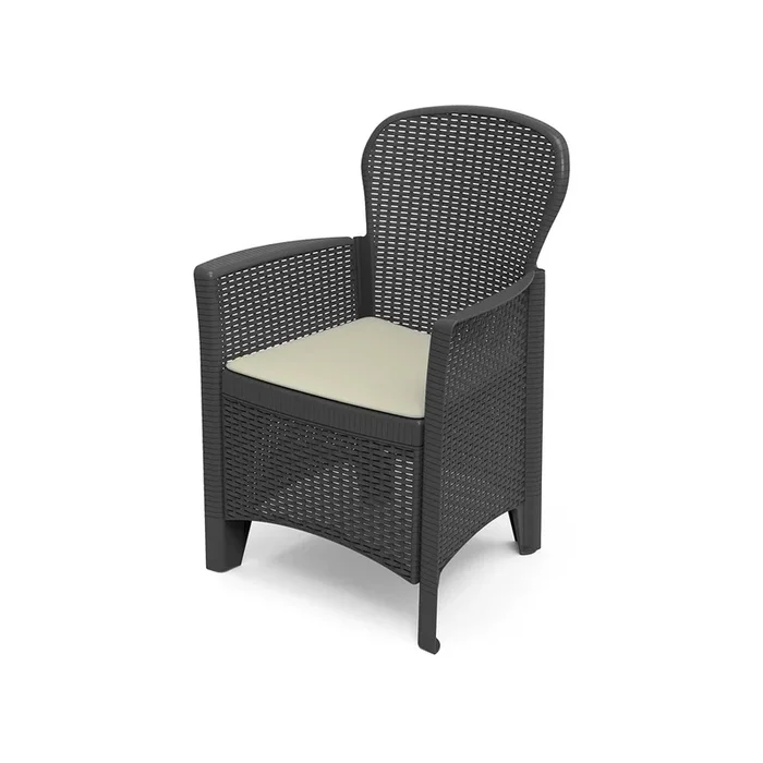 HAUSBED – Sillon Exterior – Durban – Blanco – 59x57x86cm – Set 4ud – Estilo Ratan – Cojines Incluidos
