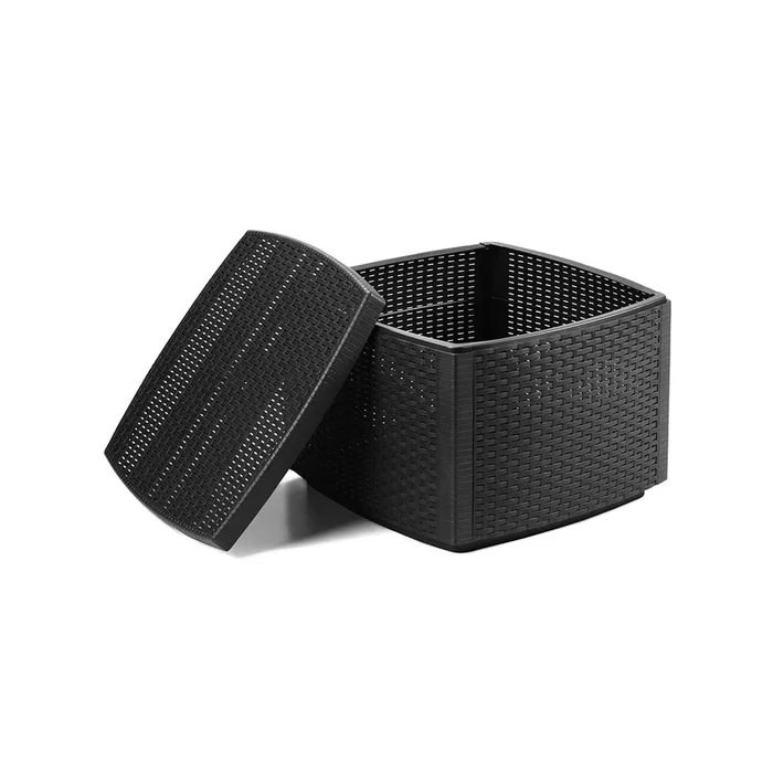 HAUSBEDMesa Centro Exterior con Baul – Nassau – Gris-Antrácita – 53x53x40cm