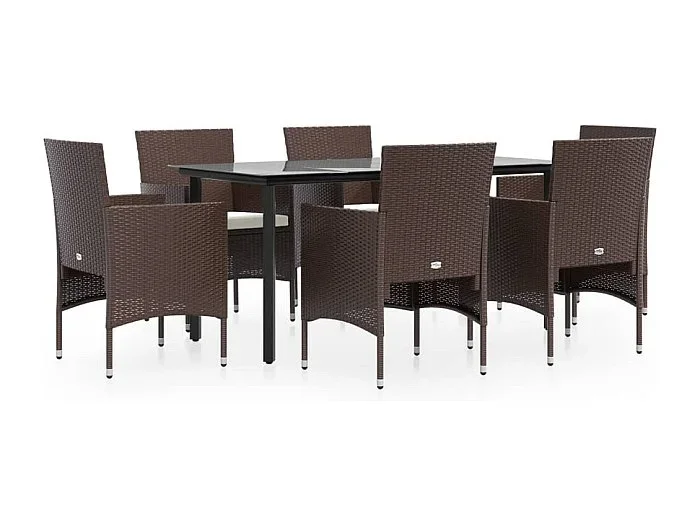 Hillsboro Juego de comedor de jardín 7 piezas con cojines marrón y negro