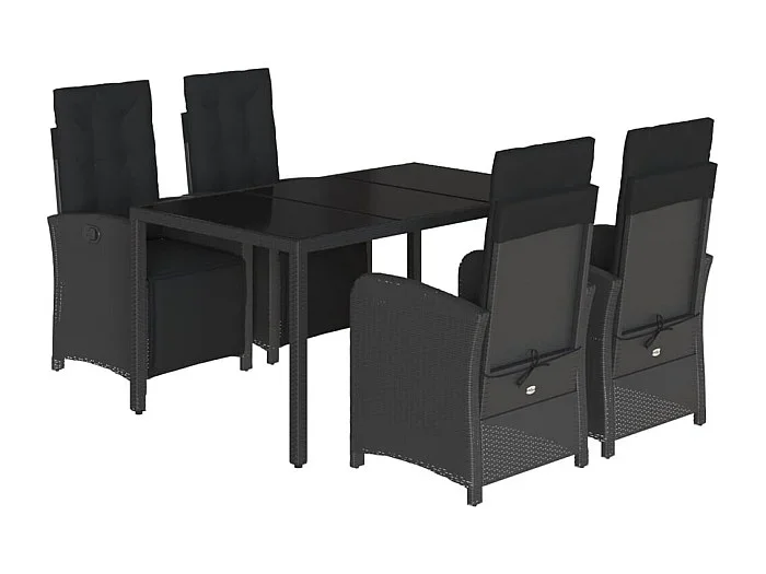 Hillside Set de muebles jardín 5 pzas con cojines ratán sintético negro