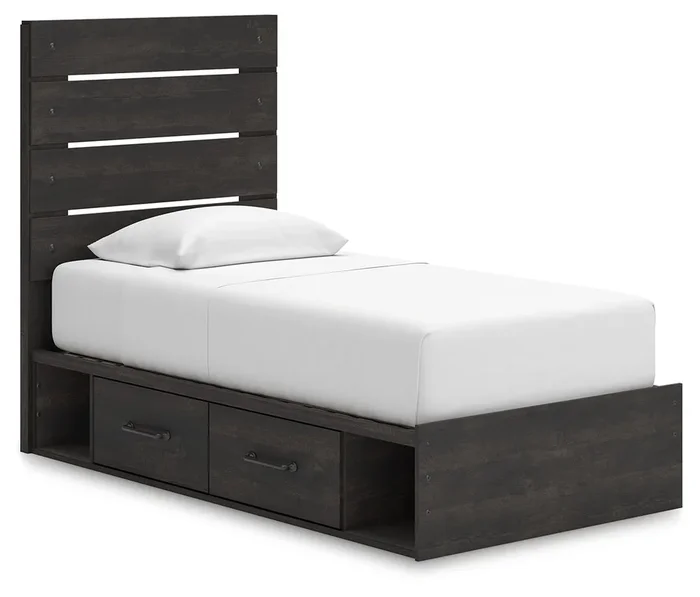 Hollivern Dark Gray Twin Panel Storage Bed