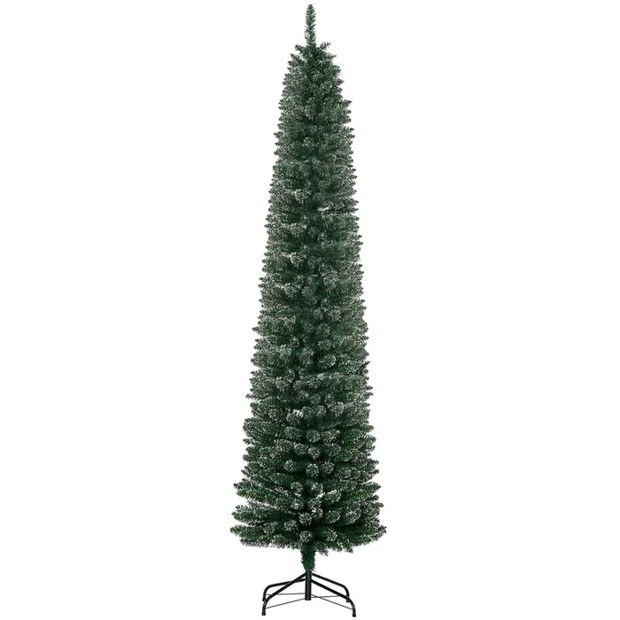 HOMCOM Árbol de Navidad Artificial Altura 225 cm Ignífugo con 624 Ramas IPX2 Hojas de PVC Base Plegable y Soporte Metálico Decoración Navideña para Interiores Ø56×225 cm Verde