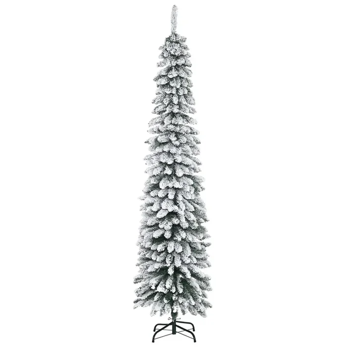 HOMCOM Árbol de Navidad Nevado 210 cm Árbol de Navidad con 490 Ramas Hojas Base Plegable y Soporte Metálico Decoración Navideña para Interiores Verde