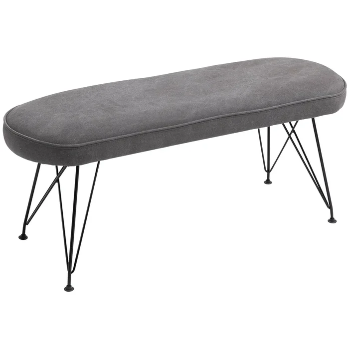 HOMCOM Banco de Cama Otomano Taburete Sofá Acolchado con Patas de Metal Horquilla para Sala de Estar Pasillo Dormitorio 106x35x45 cm Gris