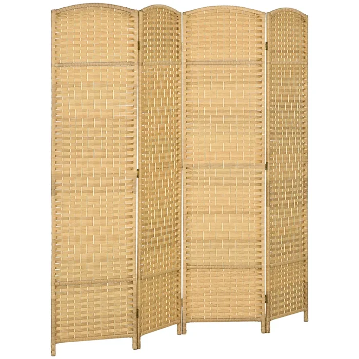 HOMCOM Biombo Plegable de 4 Paneles 180×180 cm Biombo Separador de Ambientes Pantalla de Privacidad de Polipropileno para Oficina Dormitorio Natural
