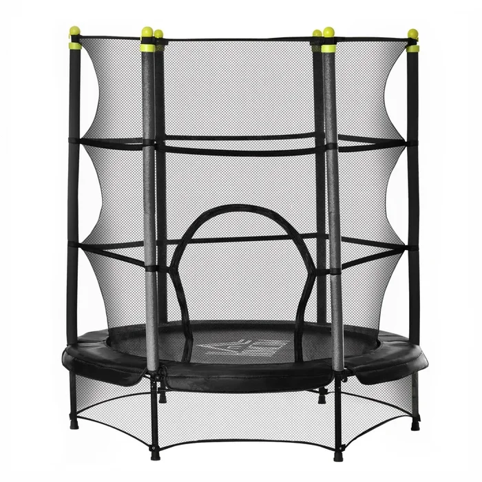 HOMCOM Cama Elástica Infantil Ø140×160 cm Trampolín para Niños de +3 Años con Red de Seguridad y Marco de Acero para Interior y Exterior Negro