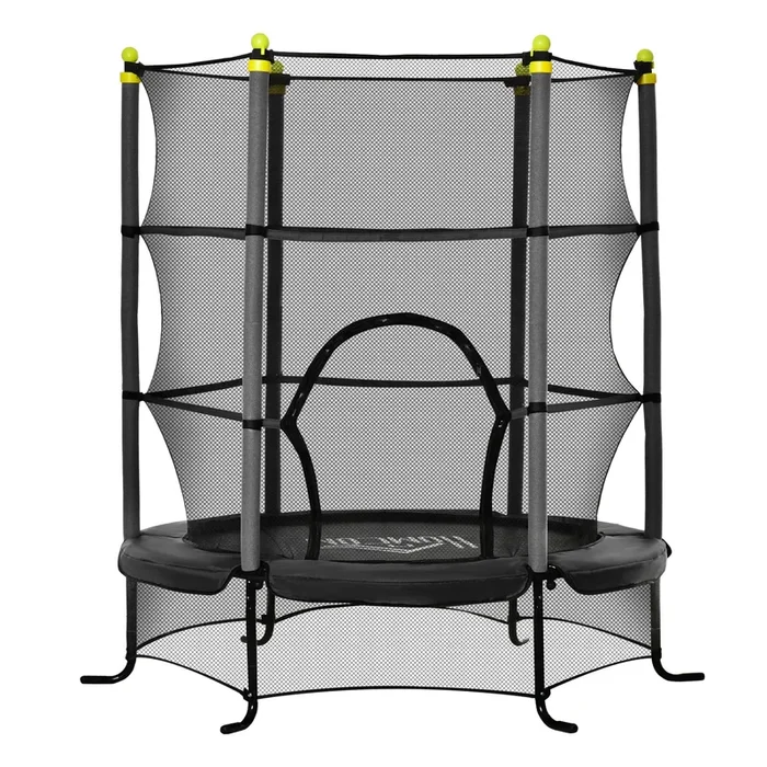 HOMCOM Cama Elástica Infantil Ø163×163 cm Trampolín para Niños de +3 Años con Red de Seguridad y Marco de Acero Carga 50 kg para Interior y Exterior Negro