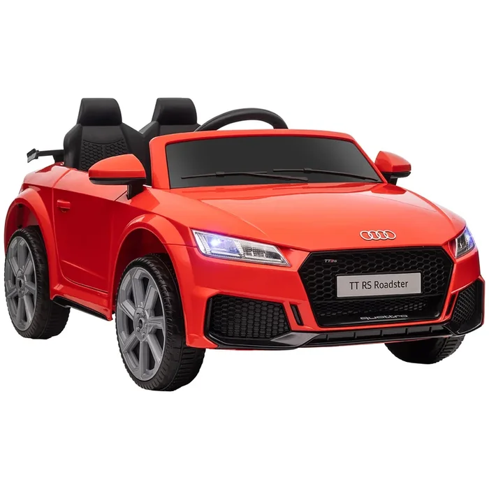 HOMCOM Coche Eléctrico para Niños de 3+ Años Audi TT Eléctrico Infantil 12V con Velocidad 3 km/h Mando a Distancia Música Luces Doble Apertura de Puerta 102x60x44 cm Rojo
