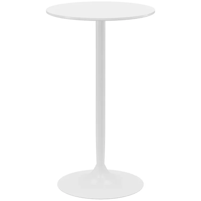 HOMCOM Mesa de Bar Redonda, Mesa de Comedor, Ø60×102 cm, con Encimera Laminada y Marco de Acero, para 2 Personas, Moderna, para Casa, Cocina, Blanco