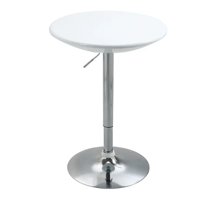 HOMCOM Mesa de Bar Regulable en Altura Giratoria 360º con Base Redonda Mesa Alta de Acero Moderna para Cocina Comedor Cafetería 61x61x76-97 cm Blanco